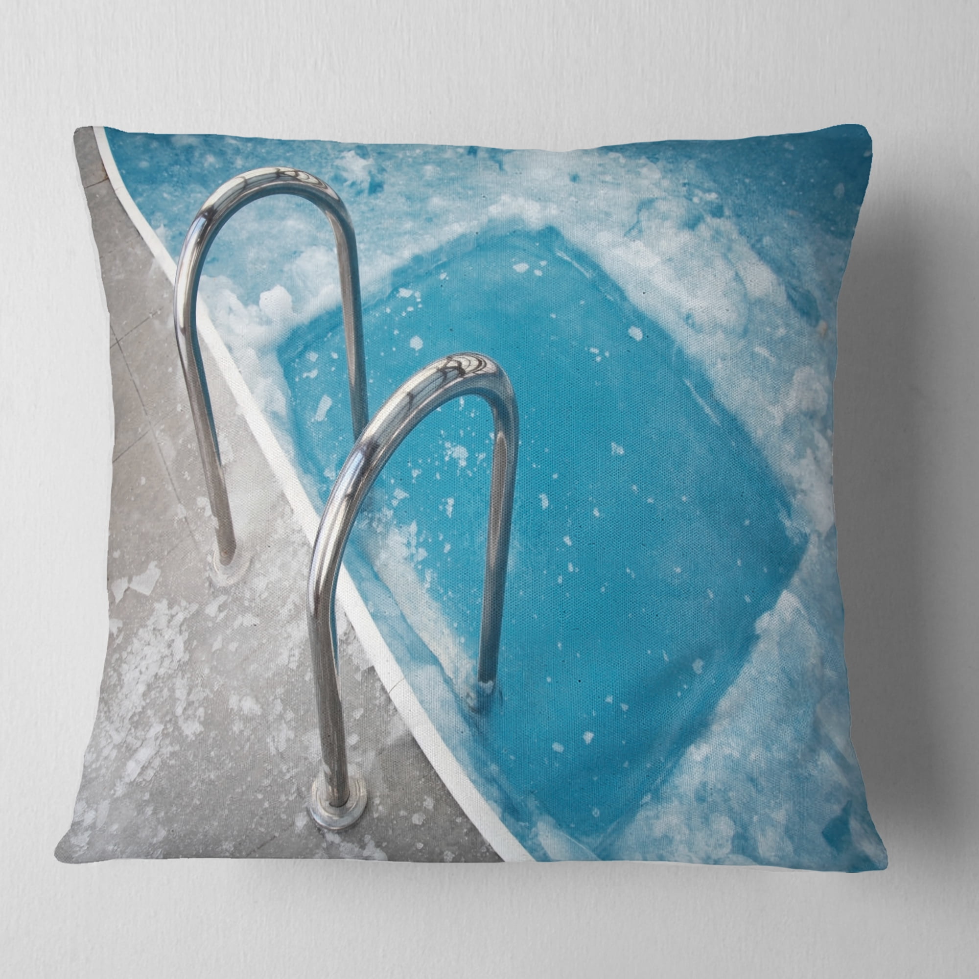 Designart Ice Swimming Blue Pool - Photography Throw Pillow - 16x16
