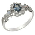 thumbnail image 1 of LBG British Made 9k White Gold Natural Sapphire & Opal Womens Promise Ring - 33 size options - Size 7, 1 of 1