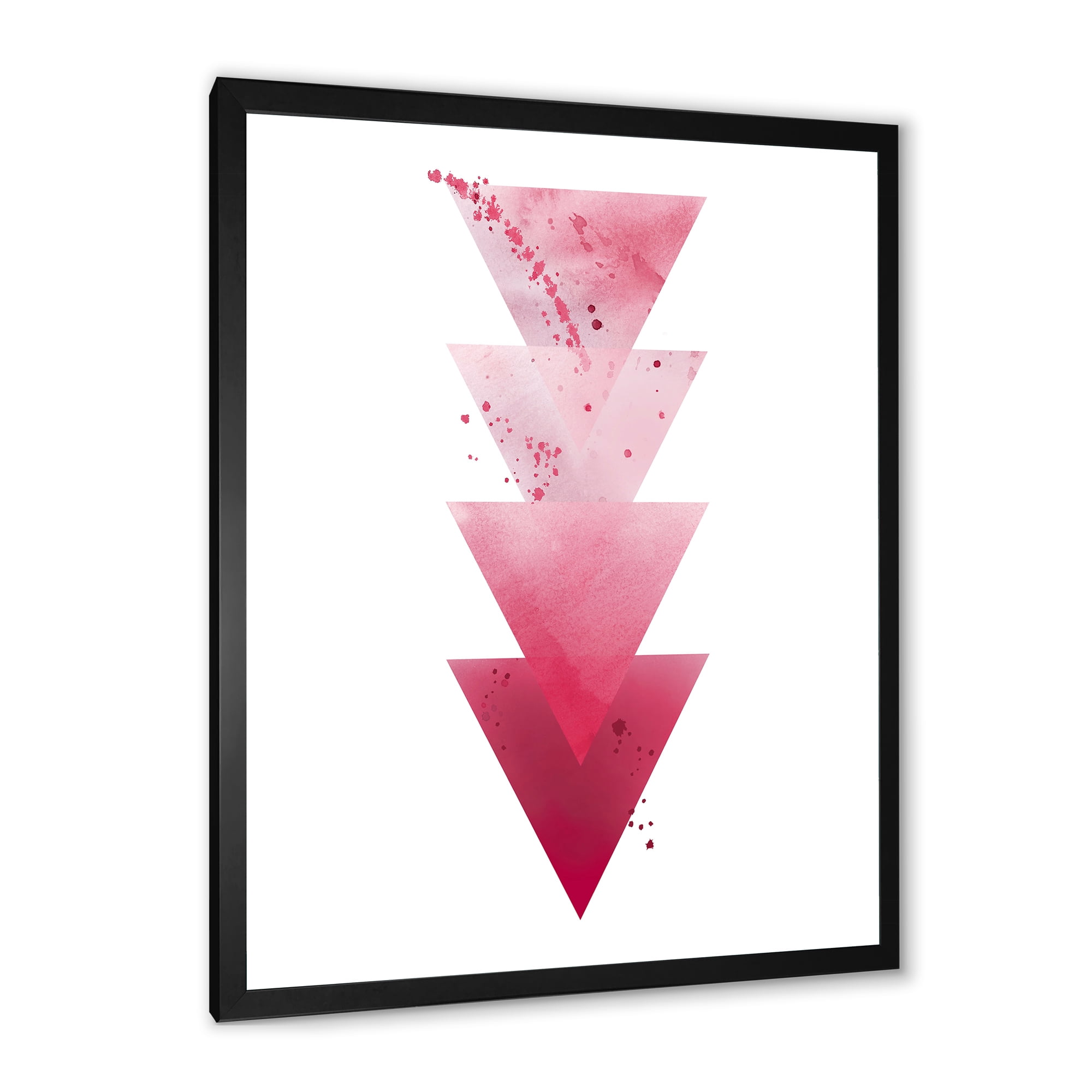 Designart 'Abstract Geometric Art Red Triangles Composition' Modern Framed Art Print