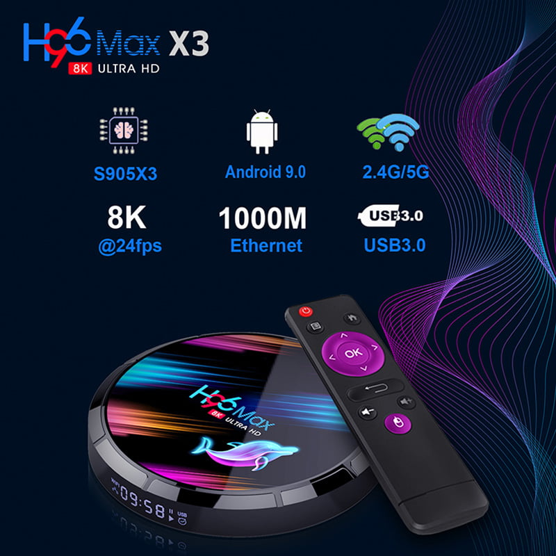HK1 Box Android 9.0 Smart TV Box Amlogic S905X3 CPU 4GB RAM 128GB 2.4G+5G WiFi 1000M BT4.0 8K Smart Media Player for Netflix Youtube 