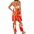 thumbnail image 2 of Fashnice Combinaisons pour Femmes Imprimé Floral Combinaison à Carreaux Pantalon Long Boho Été Orange Rouge TP, 2 of 3