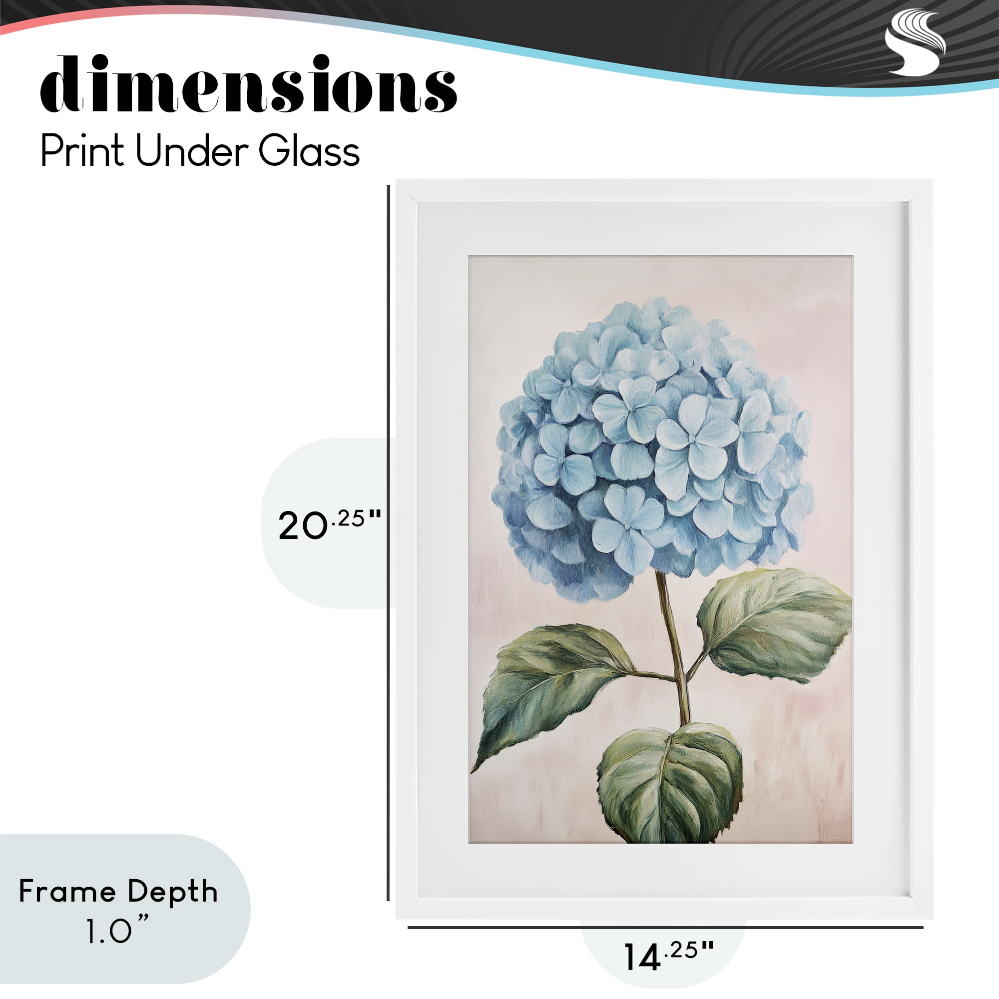 Stupell Industries Delicate Baby Blue Hydrangea White Framed Print Under Glass, design by Petal Prints Design