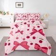 thumbnail image 3 of Homewish Girly Pink Ribbon Bedding Comforter Set, Kawaii Princess Cartoon Twin Comforter Sets, Cute Red Cherry Fruit Reversible Bedding Set, Microfiber Bedroom Decor, 2-Piece, 3 of 8