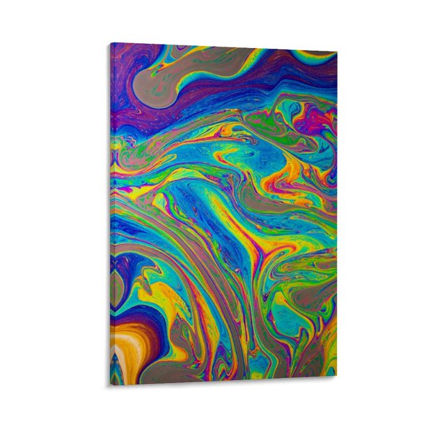 Abstract Colorful Oil Painting Texture Framed Canvas Wall Decor