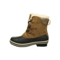 thumbnail image 2 of Pawz Womens Brown Slip Resistant Fur Trim Cushioned Waterproof Water Resistant Ginnie Round Toe Block Heel Lace-up Snow Boots 10, 2 of 3