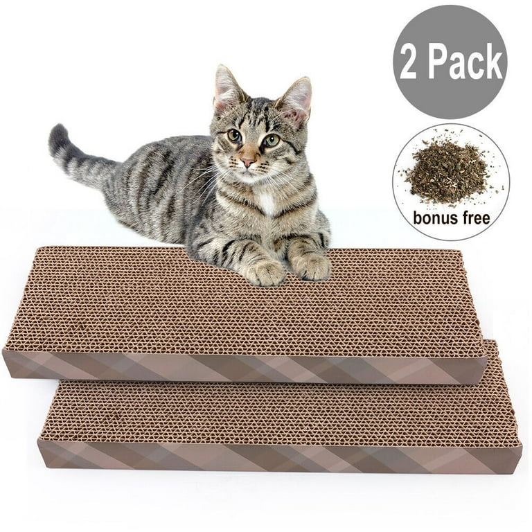 YouLoveIt 2pcs Corrugate Cat Scratch Pad Cat Scratcher Carboard Kitty Cat Scratching Pad for Scratching Post Durable Cardboard cat Scratch pad Walmart