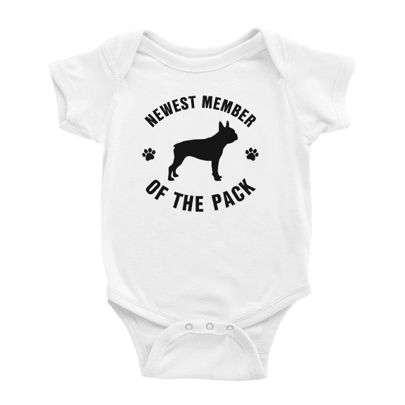 Newest Member of The Pack Boston Terrier Dog Cute Baby Romper Boy Girl