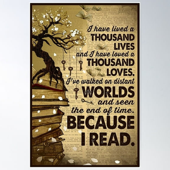 Reading I Have Lived A Thousand Lives Poster Wall Art, Modern Wall Decor For Living Room Bedroom, 8x12 UNFRAMED