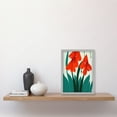 thumbnail image 2 of Modern Abstract Crimson Red Bloom Wild Flowers Teal Leaves on White Artwork Framed Wall Art Print A4, 2 of 4
