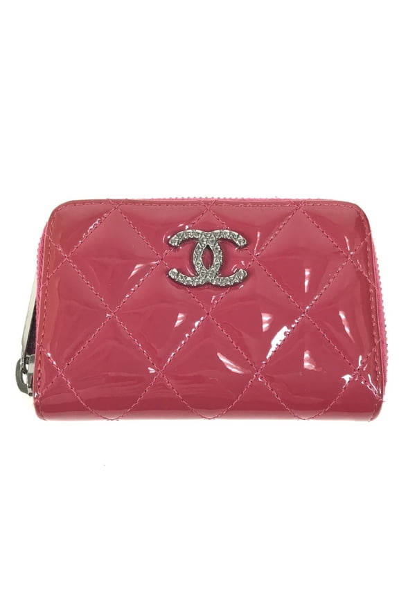 Pre-Owned CHANEL CC Coco Mark Logo Matelass Quilted Wallet, Coin Purse, Round Zipper, Enamel,...