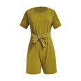 thumbnail image 3 of Kureaily Women Short Sleeve Suit Solid Pocket Casual Jumpsuit With Belt Women Summer Jumpsuit, 3 of 4
