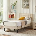 thumbnail image 5 of Katkuca Upholstered Platform Bed Frame with Height Adjustable Headboard, Easy Assembly, Twin Size, Beige, 5 of 6