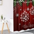 thumbnail image 6 of Christmas Balls Shower Curtain, Fir Branches Waterproof Fabric Bathroom Winter Red Shower Curtain Set with 12 Hooks 72"X72", 6 of 6