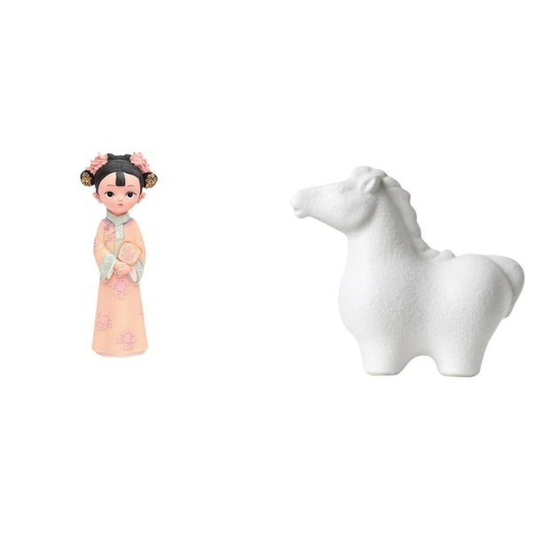 Estatua De Caballo De Porcelana Y Resina De Niña Tradicional China, Escultura Decorativa De Animal, Miniatura, Adorno De Mesa Para Dormitorio, Sala De Estar, Oficina, Granja, Cumpleaños,