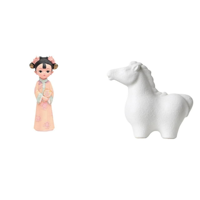 Estatua de muñeca de resina, figura de niña antigua tradicional china, adorno de caballo, artesanía, vestido popular, escultura étnica popular, materi