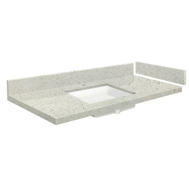 Transolid D Quartz Vanity Top with Single Hole and Rectangular