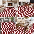 thumbnail image 5 of 5'x8' Area Rugs, Red White Indoor Outdoor Area Rug for Living Room Bedroom, Modern Abstract Waves Water Ripple Striped Washable Bathroom Rugs Kitchen Floor Carpet Mats Home Decor Aesthetic, 5 of 8