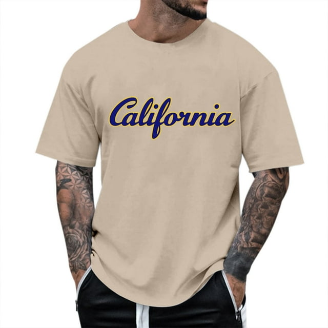LUOGENLI T-shirts pour Homme pour Hommes T-Shirt à Imprimé Floral à Manches Courtes à Col Rond pour Tenue Décontractée T-shirts pour Homme T-Shirt Graphique Pâques T-shirts pour Hommes T-shirts Graphiques Saint-Valentin Beige m