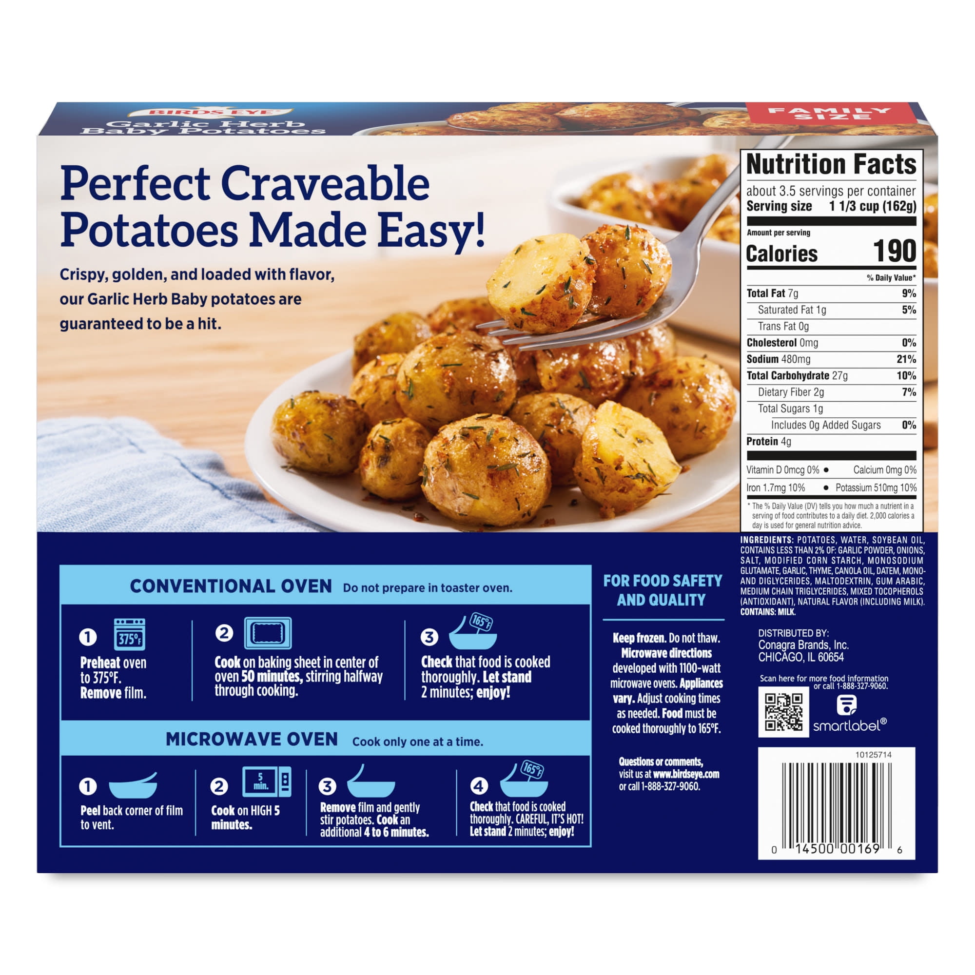 Birds Eye Garlic Herb Baby Potatoes, Frozen Side, 20.5 oz. Family Sized Bag