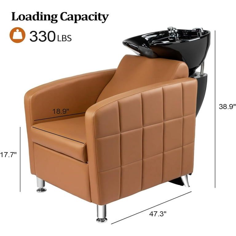 OmySalon Salon Deep Basin Shampoo Bowl Chair, Wide Seat