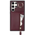 thumbnail image 5 of Samsung Galaxy S23 Ultra Case with Card Holder for Women, Samsung Galaxy S23 Ultra Phone Case Wallet with Credit Card with Ring Kickstand Zipper Shockproof Slim Stand Case - Red Wine, 5 of 18