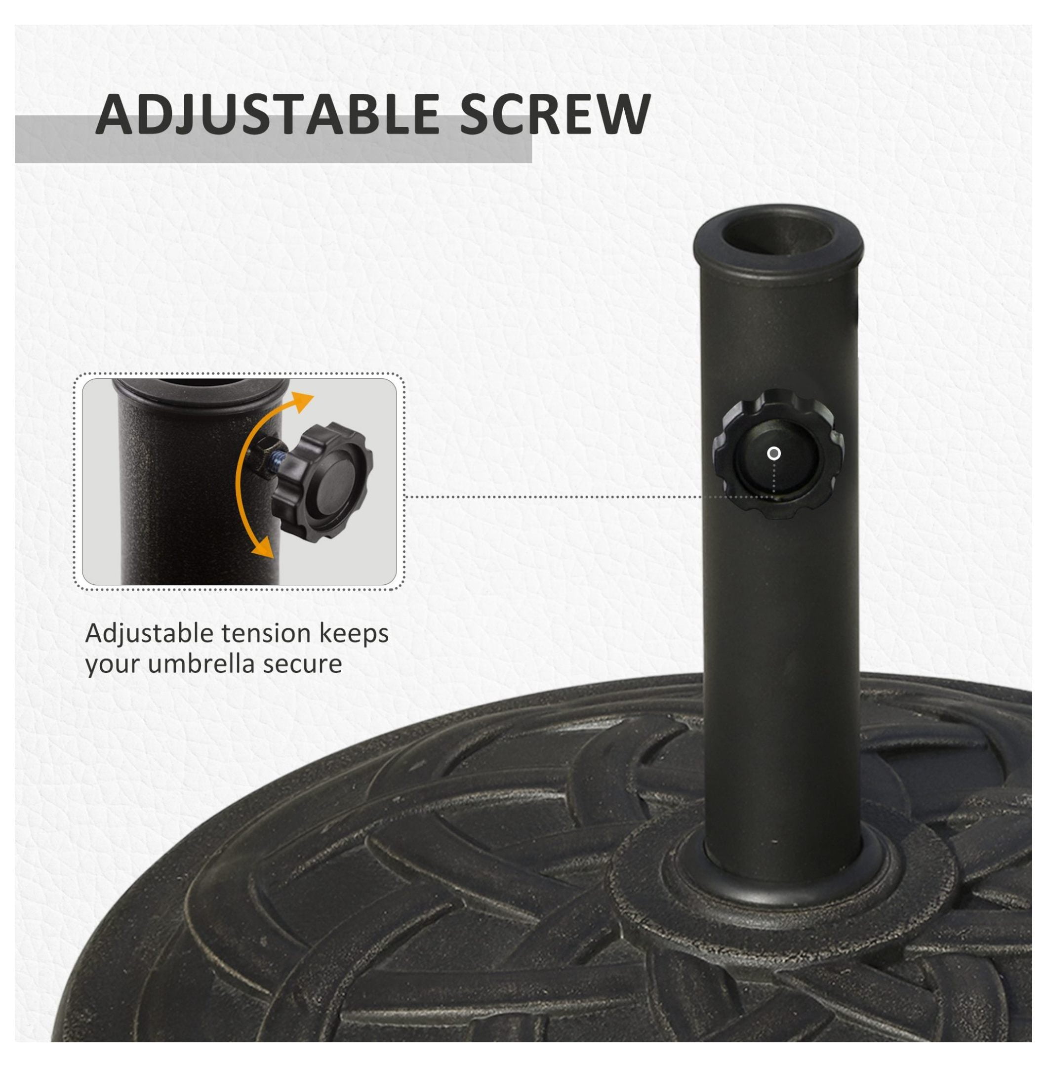 22" 42 lbs Round Resin Umbrella Base Stand Parasol Holder with Beautiful Decorative Pattern & Easy Setup, for Φ1.5", Φ1.89" Pole, for Lawn, Deck, Backyard, Garden, Bronze