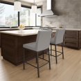thumbnail image 2 of Amisco Perry Plus 30" Faux Leather and Metal Bar Stool in Taupe Gray/Dark Brown, 2 of 9