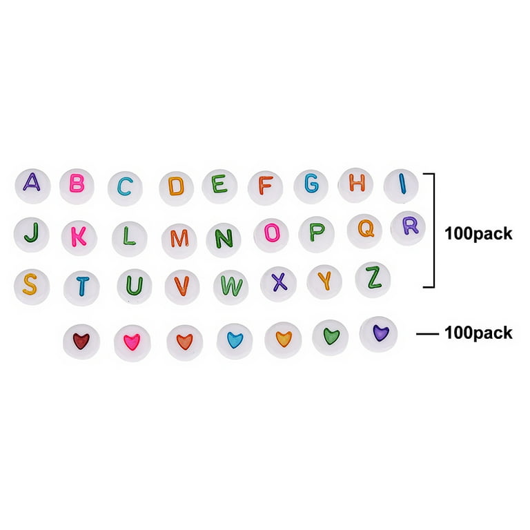 100Pcs Child Acrylic Flat Bead Alphabet Number Beads for Jewelry Making DIY  Necklace Bracelet, Letter 
