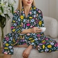 thumbnail image 6 of Vsdgher Watercolor Meadow Flowers Pajamas Set Long Sleeve Sleepwear Womens Button Down Nightwear Pj Sets-Small, 6 of 7