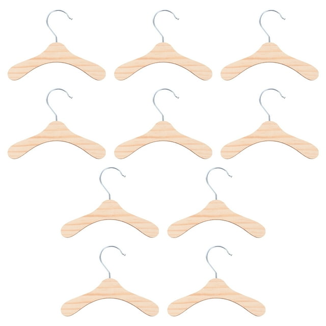 Miangastore 10pcs Wooden Pet Apparel Hangers Dog Clothing Hanging Rack (Silver, Wood Color)