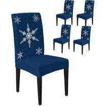 Chair Covers for Dining Room Set of 4,Christmas White Snowflakes Stretch Seat Protector Removable Washable Chairs Slipcovers for Kitchen Banquet Wedding Hotel,Winter Snow Seamless on Gray