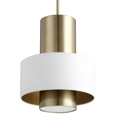 

Quorum International 8011 12 Wide Pendant - Studio White / Aged Brass