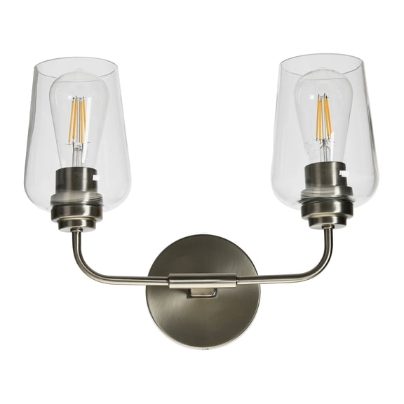 Robert Stevenson Lighting Holden - Metal and Glass 2-Light Vanity Light, Antique Nickel