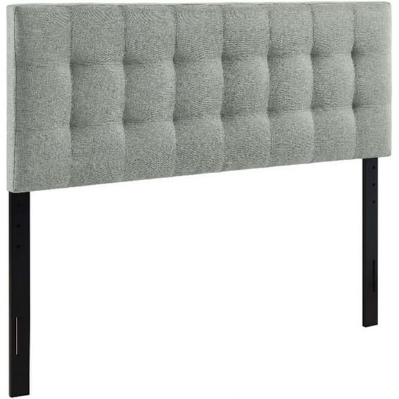 Modern Fabric Queen Tufted Panel Headboard in Gray