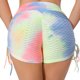 thumbnail image 3 of Pantalones cortos deportivos teñidos anudados para mujer de Rawiri, pantalones cortos ajustados de cintura alta con textura de burbuja para levantar los glúteos y hacer ejercicio, 3 of 5