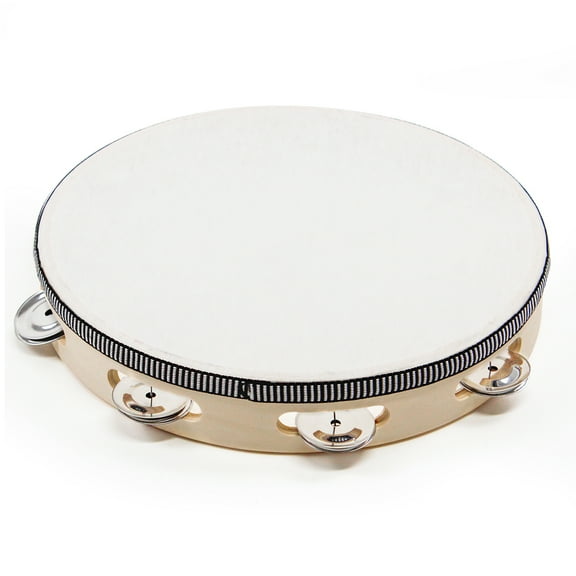 Tambourine for Adult with Birch Frame and Metal Jingles, Musical Gift for Church, and Party, 10 inch