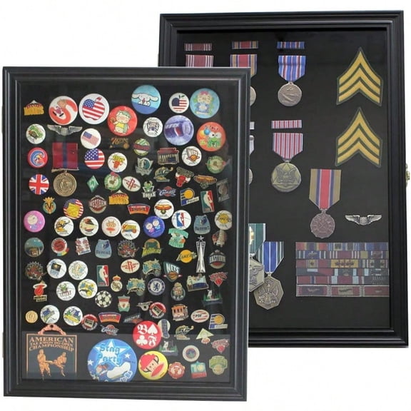 Large 19X 14 Pin Display Case Medal Shadow Box With 98 UV Protection For Military Medals Beach Tags Jewelry Pins Pin Gift Insignia Ribbons Memorabilia Black Finish