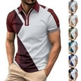 thumbnail image 5 of Chiccall Mens Colorblock Zip Shirts Short Sleeve Casual Striped Stylish Shirts Gray XL, 5 of 5