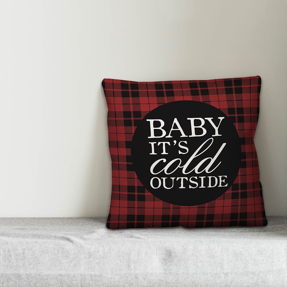Creative Products Baby It's Cold Outside Plaid 18x18 Spun Poly Pillow