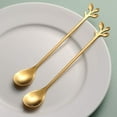 thumbnail image 6 of Long Handle Leaf Teaspoons set, 6 Pcs Stainless Steel Coffee stirring spoon, 6 of 9