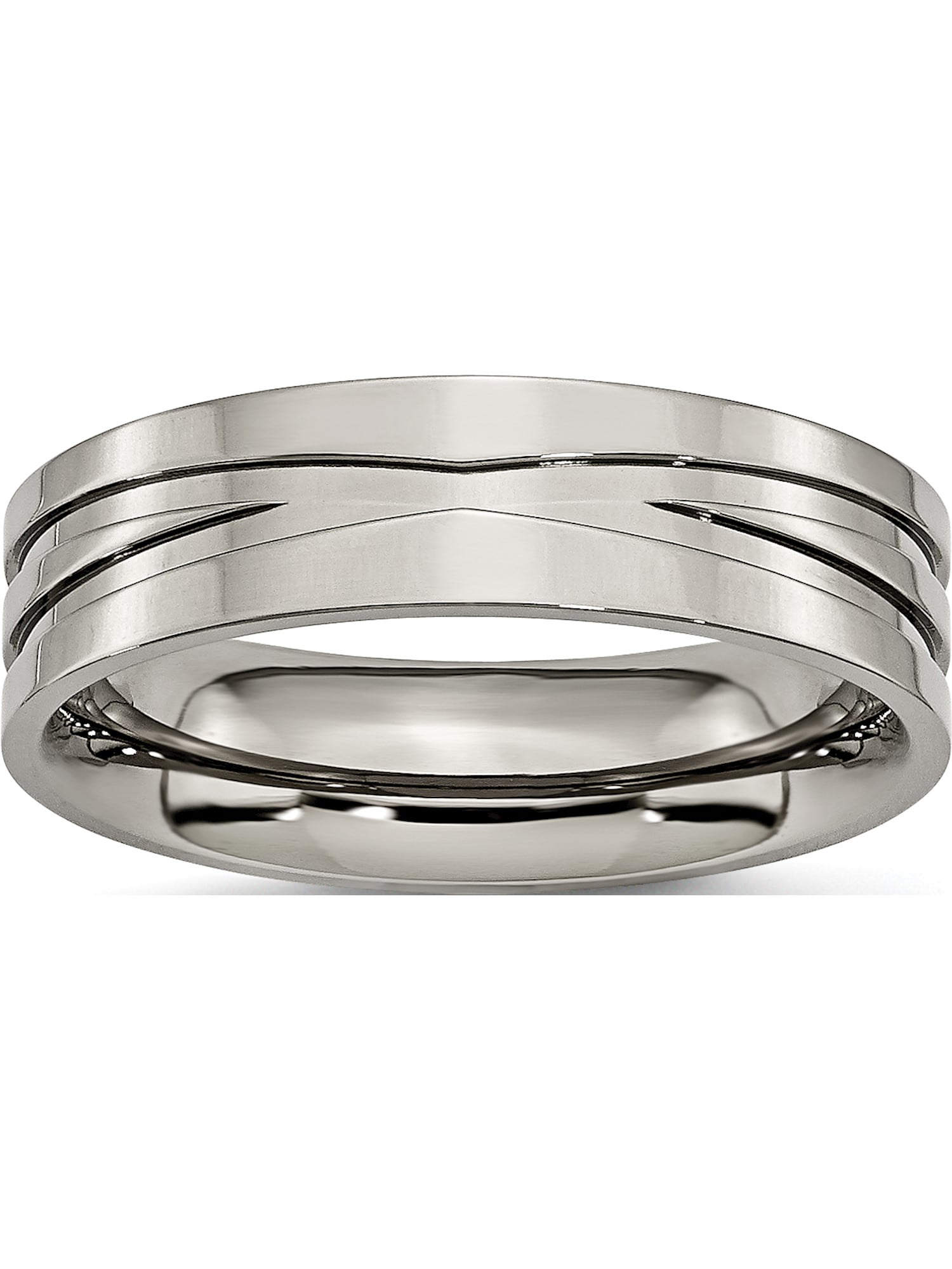 Titanium 6mm Grooved Satin and Polished Band Size 6.5 Length Width 6 