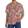 thumbnail image 7 of Lsque Color Flowers print Men's Cuban Collar Short Sleeve Shirt Summer Beachwear Casual Button Down Fashionable Vacation Leisure Shirt-3X-Large, 7 of 7