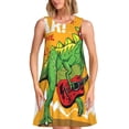 thumbnail image 1 of Balery Cool Dinosaur Playing Guitar Vestidos de verano para mujer con estampado: vestido holgado sin mangas, vestido playero informal y cómodo para días calurosos., 1 of 7