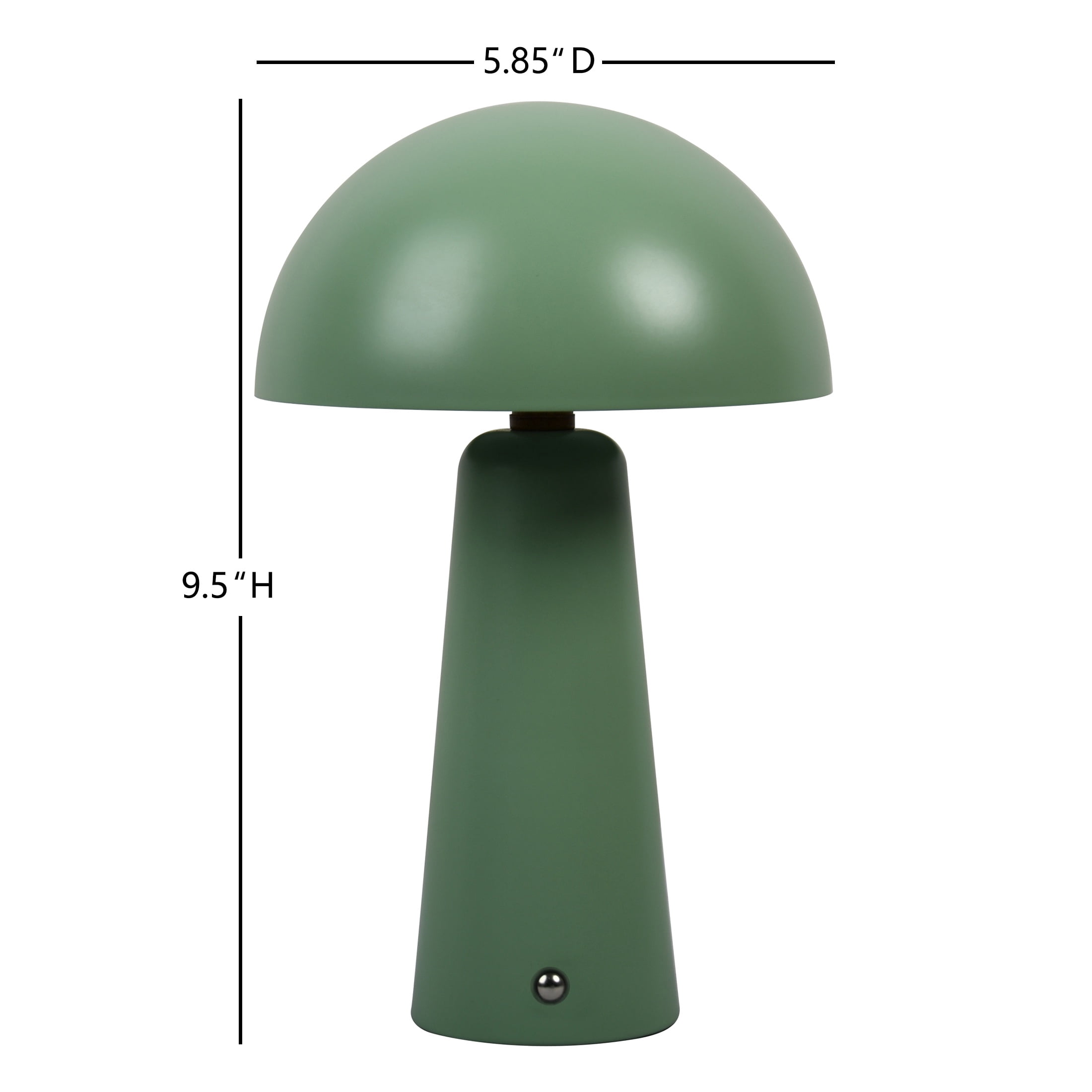 Better Homes & Gardens 9.5" Green Dome Rechargeable LED Portable Lamp with Dimmable Touch Sensor