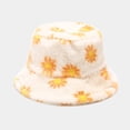 thumbnail image 2 of ManxiVoo Flannel Printed Bucket Hat for Fall and Winter Season Cozy Soft Leisure Travel Beanie Style Headwear Yellow, 2 of 3