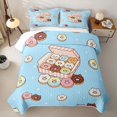 thumbnail image 2 of Manfei Kawaii Cat Donut Twin Quilt Set, Sweet Treat Twin Coverlet Set, Blue Pink, 2 Pieces, 1 Bedspread and 1 Pillowcase, 2 of 7
