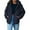 Blue, variant on Women's Hooded Puffer Jacket Winter Warm Full Zip Up Oversized Short Quilted Coat with Pockets Petite
