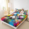 thumbnail image 5 of Feelyou Cartoon Football Print Twin Sheet Sets, Fashion Splatter Artwork Twin Fitted Sheet, Teens Kids Girls Boys Flat Sheet, Lightweight Room Decor, 3pcs, 5 of 8