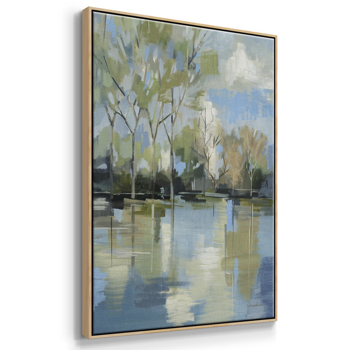 Enchanted Forest II Framed Premium Gallery Wrapped Canvas - Ready to Hang - 27 x 41 - Natural Wood Floating Frame