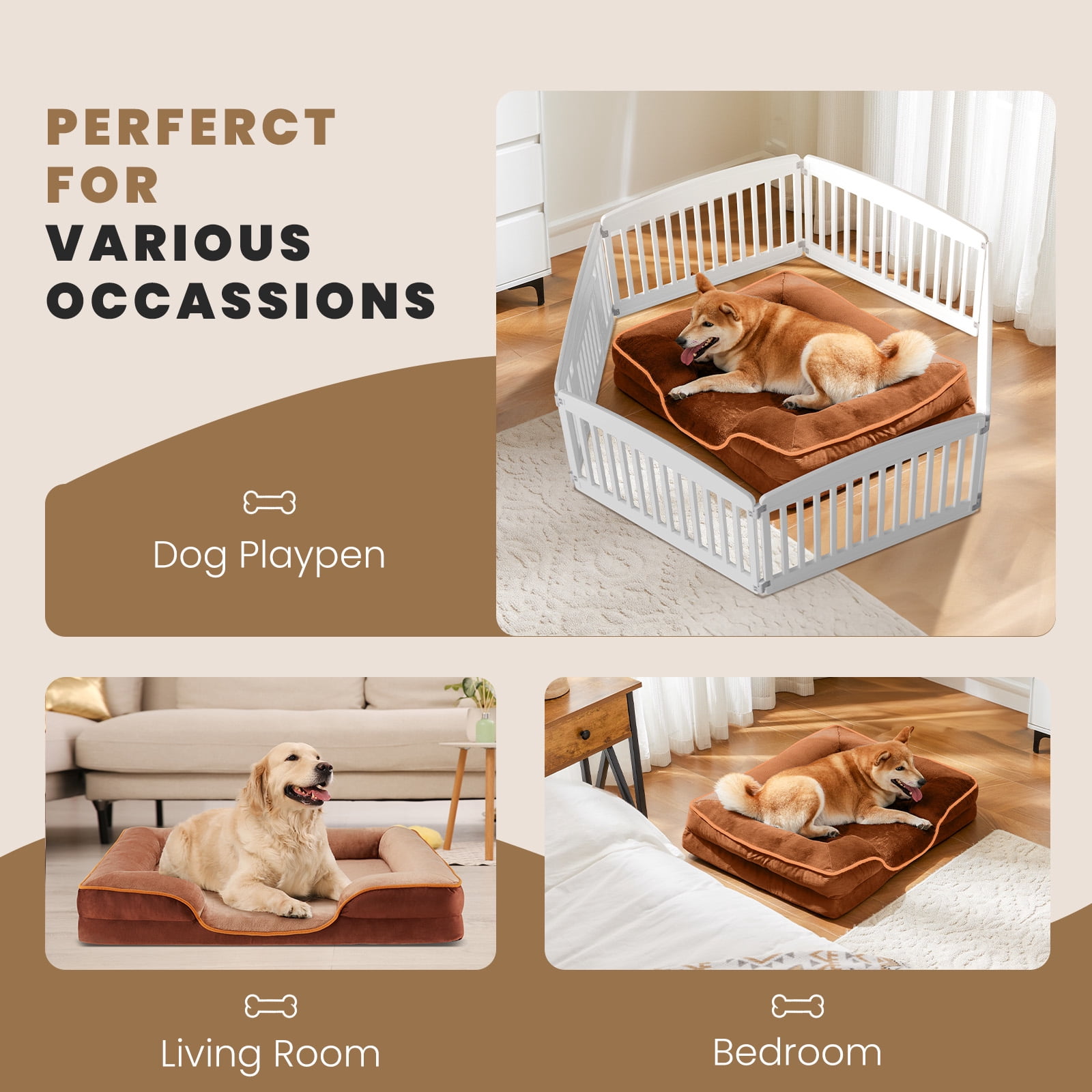 JOINSUN Extra Large Orthopedic Dog Bed, 42"x32" XL Sofa Bed with Egg Crate Foam Support, Machine Washable Cover, Brown
